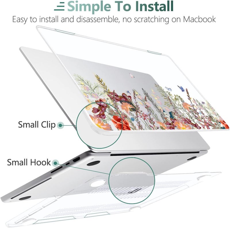 DONGKE Case for M5 MacBook Pro 14 inch 2025 2024-2021 M4 M3 M2 M1, Plastic Hard Shell Cover Compatible with A3434 A3112 A3401 A3185 A2992 A2779 A2442 Retina XDR Display & Touch ID, Floral Illustration - Image 4